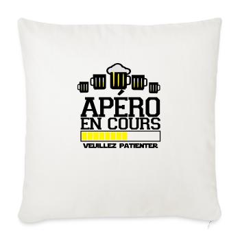 apéro en cours ,t-shirts apéro, message - Housse de coussin décorative 45 x 45 cm - blanc nature - Devant