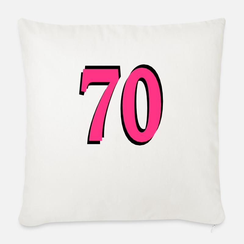 70 . Geburtstag - Sofakissenbezug 45 x 45 cm - Naturweiß 