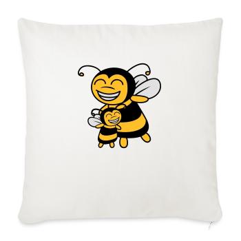Enfant abeilles Mama Papa - Housse de coussin décorative 45 x 45 cm - blanc nature - Devant