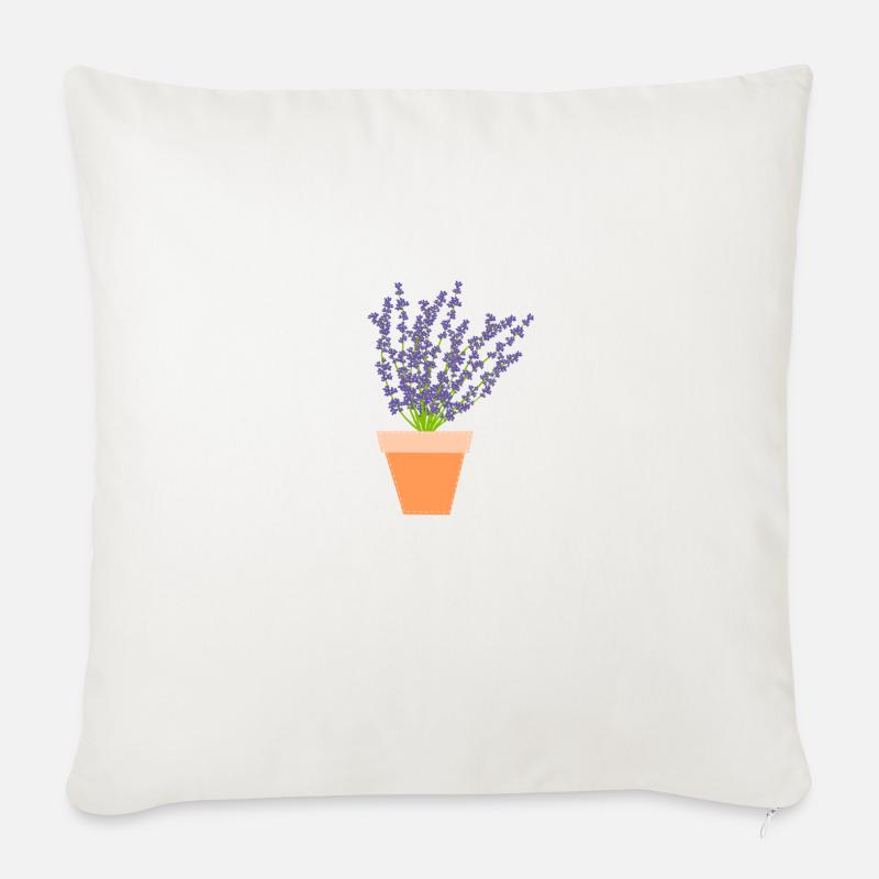 Lavendel - Sofakissenbezug 45 x 45 cm - Naturweiß 