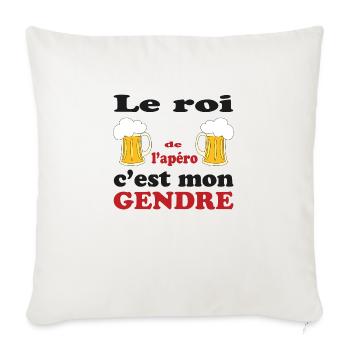 Le roi de l'apéro c'est mon gendre - Housse de coussin décorative 45 x 45 cm - blanc nature - Devant