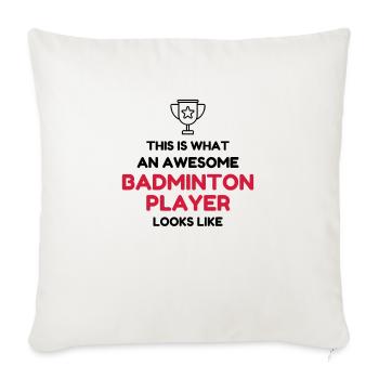 Badminton / Badminton Player / Birdie / Sport - Sofa pillowcase 17,3'' x 17,3'' (45 x 45 cm) - natural white - Front