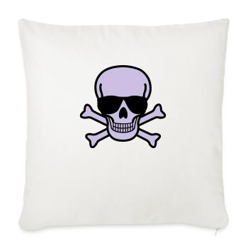 Skull with Sunglasses - 2 colors - Sofa pillowcase 17,3'' x 17,3'' (45 x 45 cm) - natural white - Front