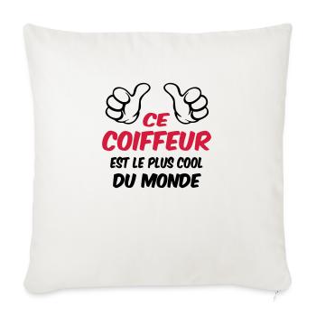 Coiffeur / Coiffeuse / Cheveux / Humour / Geeg / - Housse de coussin décorative 45 x 45 cm - blanc nature - Devant
