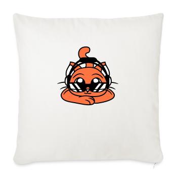 Cool DJ Chat Chaton Mignon Chat Fête Des Animaux De Compagnie Fun - Housse de coussin décorative 45 x 45 cm - blanc nature - Devant