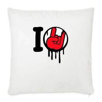 J’aime Heavy Metal Hard Rock Musique Main Geste Coeur - Housse de coussin décorative 45 x 45 cm - blanc nature - Devant