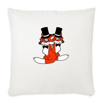 2 Foxes Friends Top Hat Men's Monocle Glasses - Sofa pillowcase 17,3'' x 17,3'' (45 x 45 cm) - natural white - Front