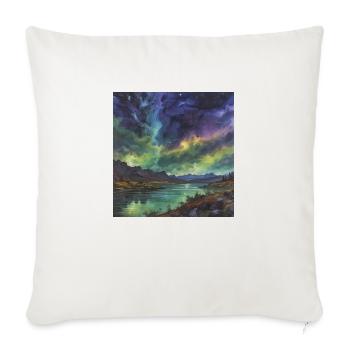 Northern Lights over the Tranquil Lake - Sofa pillowcase 17,3'' x 17,3'' (45 x 45 cm) - natural white - Front