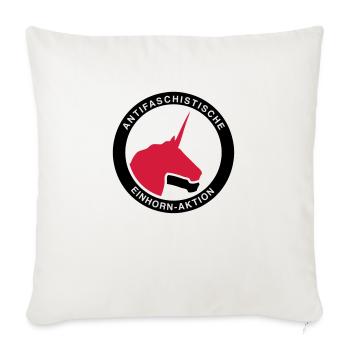 Antifaschistische Einhorn-Aktion - Sofakissenbezug 45 x 45 cm - Naturweiß  - Vorne