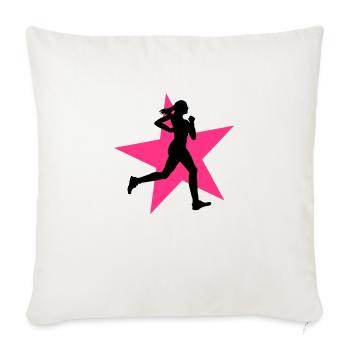 running woman with star 2c / jogging - Housse de coussin décorative 45 x 45 cm - blanc nature - Devant