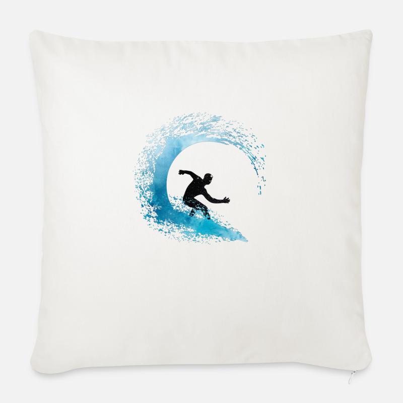 watercolor surfer - Housse de coussin décorative 45 x 45 cm - blanc nature