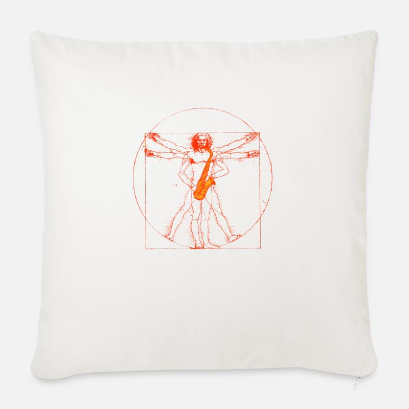 Da Vinci Saxophon - Sofakissenbezug 45 x 45 cm - Naturweiß 