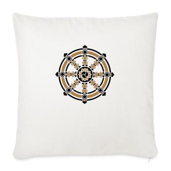 Roue de Dharma, symbole bonne chance, bouddhisme, - Housse de coussin décorative 45 x 45 cm - blanc nature - Devant