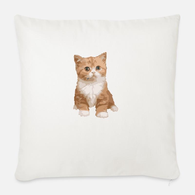 Katze - Katze - Sofakissenbezug 45 x 45 cm - Naturweiß 