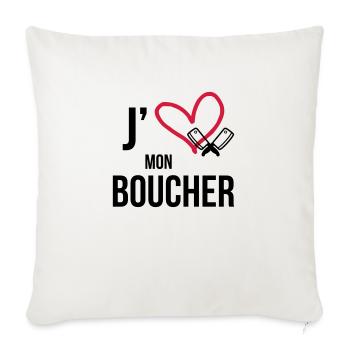 J'aime mon Boucher - Housse de coussin décorative 45 x 45 cm - blanc nature - Devant
