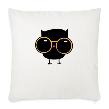 Eule mit Sonnenbrille - Sofakissenbezug 45 x 45 cm - Naturweiß  - Vorne