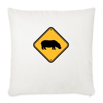 Attention bouclier d'hippopotame - Housse de coussin décorative 45 x 45 cm - blanc nature - Devant