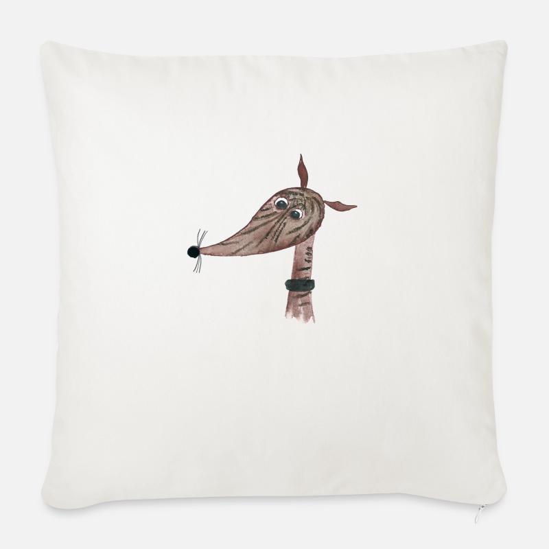 Greyhound brindle mørk - Pudebetræk 45 x 45 cm - naturhvid