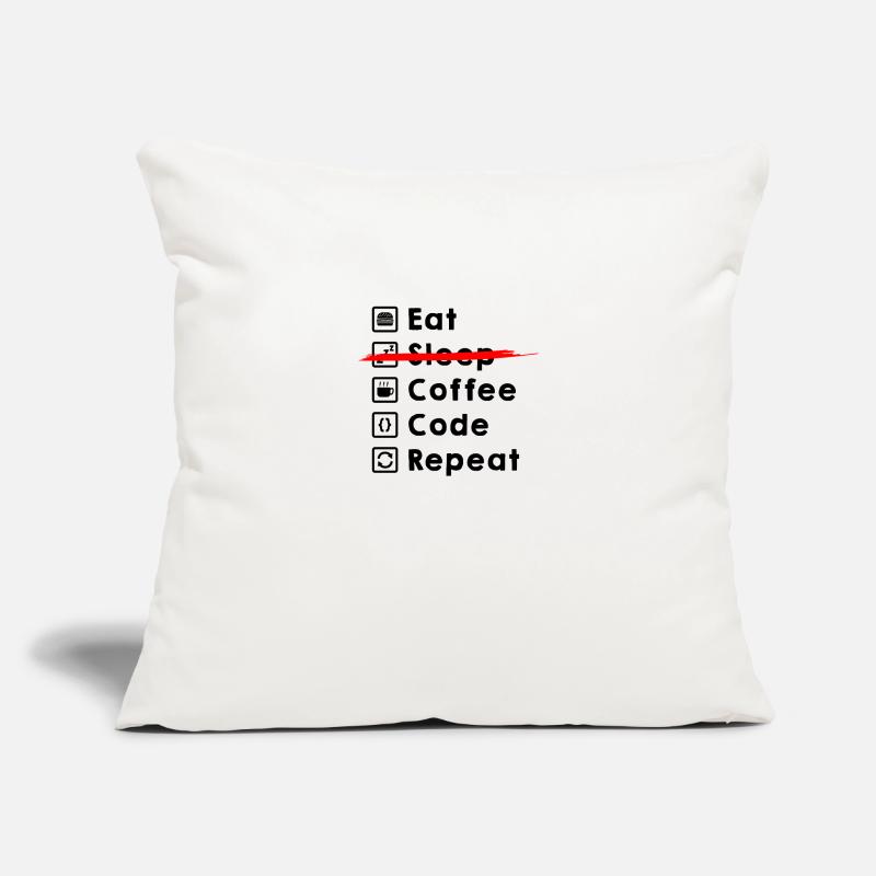 Eat Coffee Code Repeat Housse de coussin décorative 45 x 45 cm