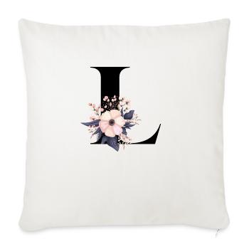 lettre L fleuris - Housse de coussin décorative 45 x 45 cm - blanc nature - Devant