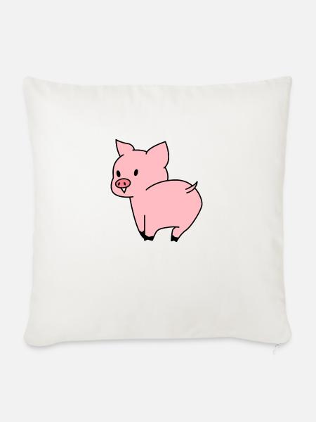 Süßes Schwein - Sofakissenbezug 45 x 45 cm - Naturweiß