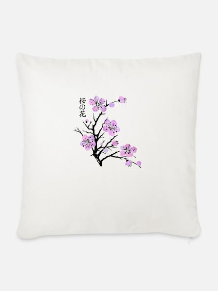 Kirschblüten - Sofakissenbezug 45 x 45 cm - Naturweiß