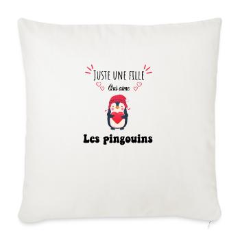 Juste une fille qui aime les pingouins - Housse de coussin décorative 45 x 45 cm - blanc nature - Devant