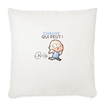 Chauve qui peut ! Cadeau drôle pour homme chauve - Housse de coussin décorative 45 x 45 cm - blanc nature - Devant