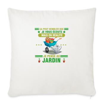 Jardinier jardinage idée cadeau jardin humour - Housse de coussin décorative 45 x 45 cm - blanc nature - Devant