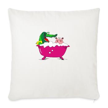 crocodile hippo bathtub hippo hippo bath - Sofa pillowcase 17,3'' x 17,3'' (45 x 45 cm) - natural white - Front