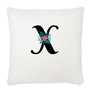 letter X flowered - Sofa pillowcase 17,3'' x 17,3'' (45 x 45 cm) - natural white - Front