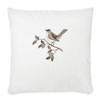 Oiseau - Housse de coussin décorative 45 x 45 cm - blanc nature - Devant