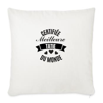 certifiée meilleure tatie du monde - Housse de coussin décorative 45 x 45 cm - blanc nature - Devant
