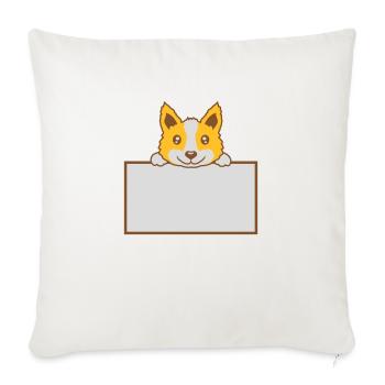 Schild zeigender braver Hund - Sofakissenbezug 45 x 45 cm - Naturweiß  - Vorne