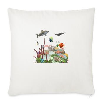 Wasserwelt Korallenriff Hai Fisch Nemo Meeresleben - Sofakissenbezug 45 x 45 cm - Naturweiß  - Vorne