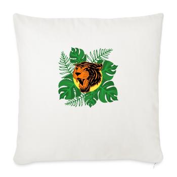 Tiger Jungle Roar Monstera Leaves Gift - Sofa pillowcase 17,3'' x 17,3'' (45 x 45 cm) - natural white - Front