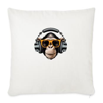 Hingucker Affe mit Kopfhörern und Sonnenbrille - Sofakissenbezug 45 x 45 cm - Naturweiß  - Vorne