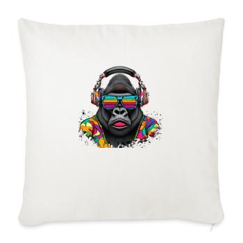 Hingucker Gorilla mit Kopfhörern und Sonnenbrille - Sofakissenbezug 45 x 45 cm - Naturweiß  - Vorne