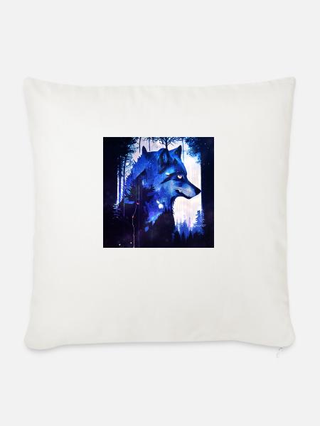 Lone Wolf at night - Sofakissenbezug 45 x 45 cm - Naturweiß