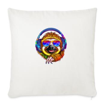 Cool sloth with headphones listens to music - Sofa pillowcase 17,3'' x 17,3'' (45 x 45 cm) - natural white - Front