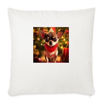 Chihuahua with Christmas crown and gifts - Sofa pillowcase 17,3'' x 17,3'' (45 x 45 cm) - natural white - Front