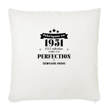 fabriquée en 1951 - Housse de coussin décorative 45 x 45 cm - blanc nature - Devant