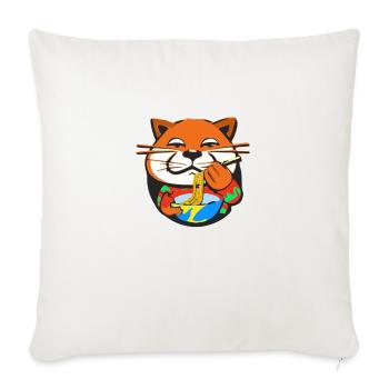 Zoz le chat qui mange des nouilles - Housse de coussin décorative 45 x 45 cm - blanc nature - Devant