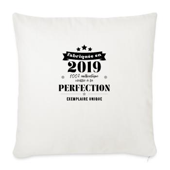fabriquée en 2019 - Housse de coussin décorative 45 x 45 cm - blanc nature - Devant