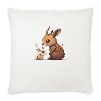 Maman et bébé lapin - Housse de coussin décorative 45 x 45 cm - blanc nature - Devant
