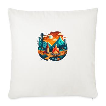 Outdoor camping with campfire and beer - Sofa pillowcase 17,3'' x 17,3'' (45 x 45 cm) - natural white - Front