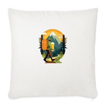 Randonneurs avec de la bière dans la nature. Motif extérieur - Housse de coussin décorative 45 x 45 cm - blanc nature - Devant