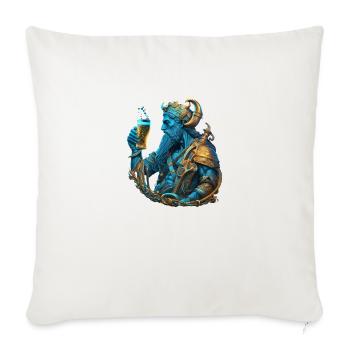 Neptune avec de la bière. Mythologie cool - Housse de coussin décorative 45 x 45 cm - blanc nature - Devant