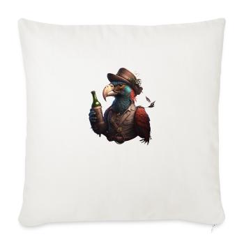 Perroquet avec flash de bière et chapeau. Amusant et cool - Housse de coussin décorative 45 x 45 cm - blanc nature - Devant