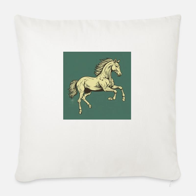 Retro Pferd - Sofakissenbezug 45 x 45 cm - Naturweiß 